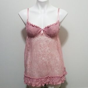VS Pink Ruffled Sheer Lace Sexy Lingerie